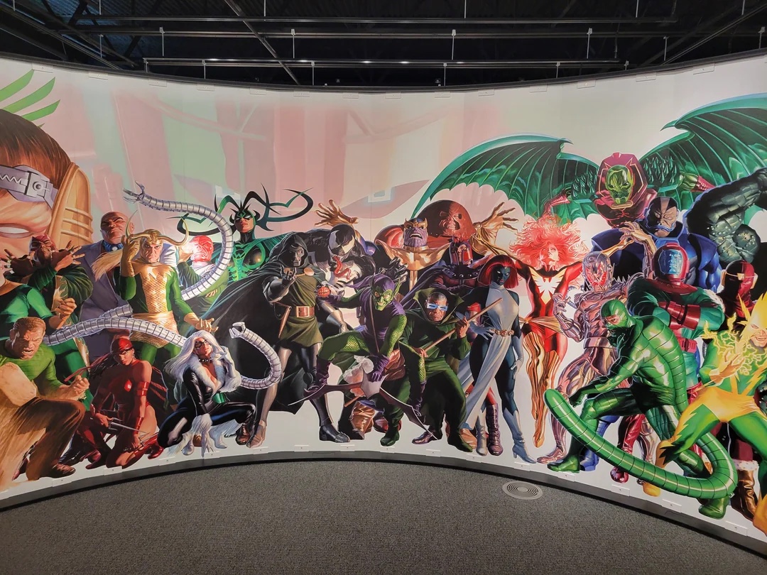 Life-size mural of Marvel villains by Alex Ross